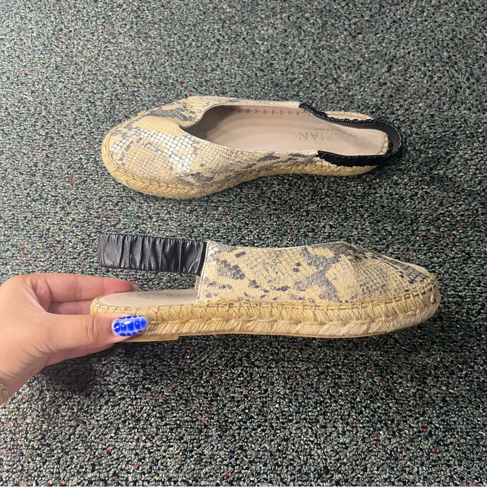 MARIAN Animal Snake Print Neutral Leather Sling Back Flat Espadrilles Shoes Sz 8 - Picture 12 of 16